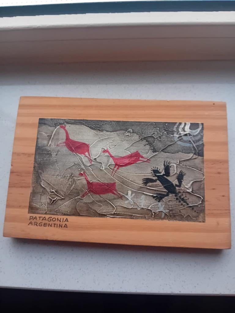 Patagonië wanddecoratie op hout – rotstekeningen stijl (Arge, Ophalen of Verzenden