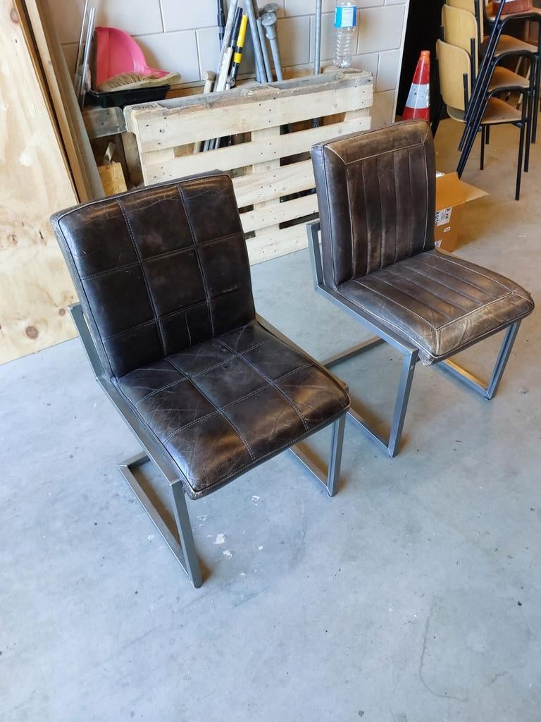 6x eetkamerstoel lederen zitting, Huis en Inrichting, Ophalen, Gebruikt, Bruin, Vijf, Zes of meer stoelen