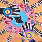 Prachtig abstract, vrolijk schilderij van handen, Ophalen of Verzenden