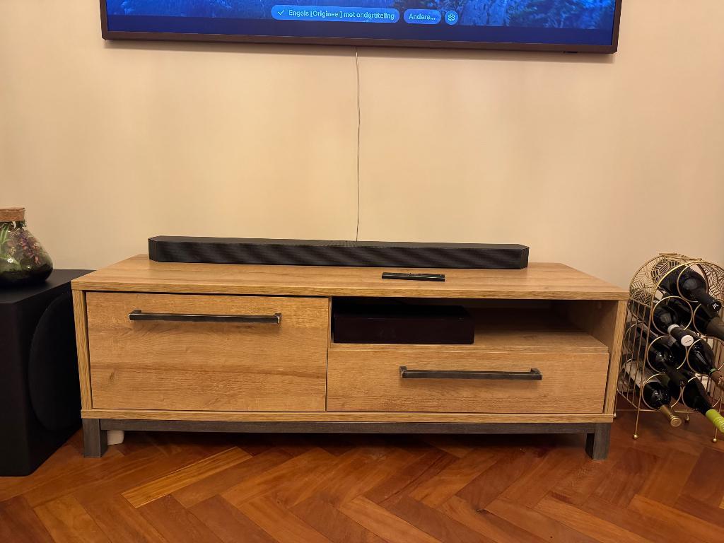 Televisiemeubel hout tv kast, Huis en Inrichting, Kasten | Televisiemeubels, Ophalen, Gebruikt, 100 tot 150 cm, Minder dan 100 cm