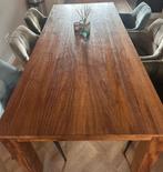 Teak houten eettafel met 6 stoelen, Huis en Inrichting, Tafels | Eettafels, Ophalen, 100 tot 150 cm, 200 cm of meer, Zo goed als nieuw