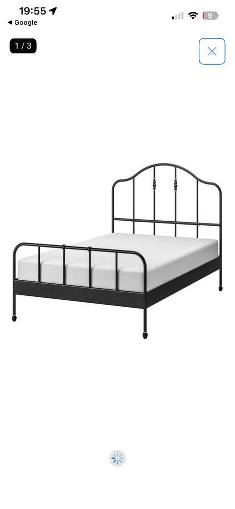 Bedframe Sagstua Ikea, Huis en Inrichting, Slaapkamer | Bedden, Gebruikt, Tweepersoons, 160 cm, Metaal, Zwart, Ophalen