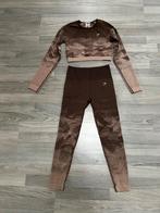 Gymshark Set Broek & Croptop Maat S - Eenmalig Gedragen, Bruin, Ophalen of Verzenden, Fitness of Aerobics, Maat 36 (S)