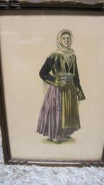 Antieke houten fotolijst met nostalgische Griekse prent, Ophalen of Verzenden