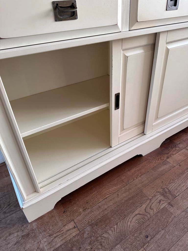 Creme Houten Buffetkast met Lades en Schuifdeuren, Ophalen, Gebruikt, 200 cm of meer, 150 tot 200 cm