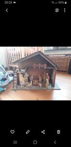 Grote Vintage Houten Kerststal zonder figuren!, Diversen, Kerst, Ophalen, Gebruikt