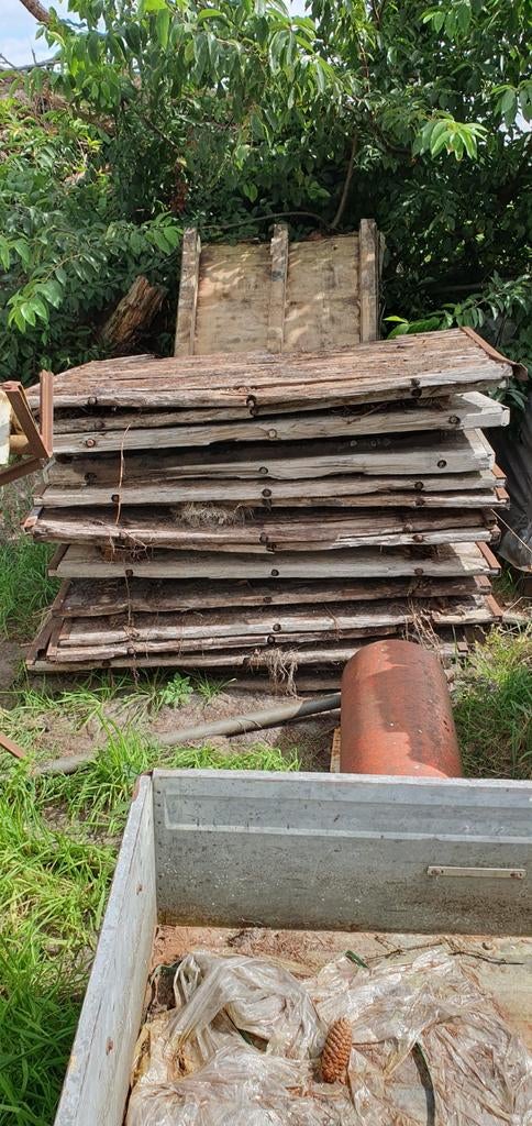 Stapel hardhouten schotten T.E.A.B., Ophalen of Verzenden, Steen of Klei, 15 m² of meer, Dakpannen
