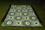 woondeken/ sprei groen, wit en zwarte ronde motieven 250cm, Gebruikt, Tweepersoons, Ophalen of Verzenden, Deken of Dekbed