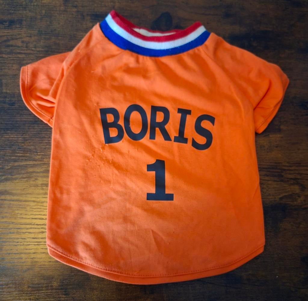 Oranje pakje Nummer 1 Boris wk voetbal, Dieren en Toebehoren, Ophalen of Verzenden, Gebruikt, Hondenkostuum