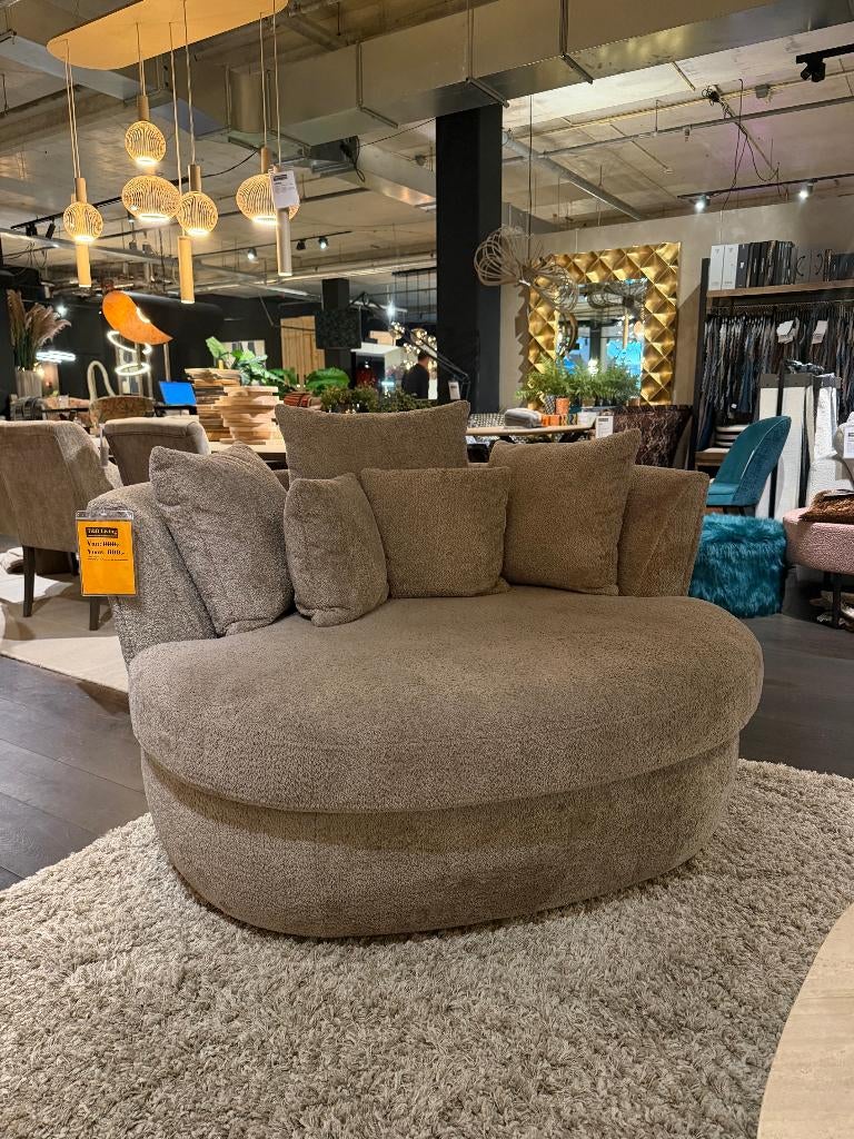 Draaistoel/Loveseat Organisch 145cm, Huis en Inrichting, Stoelen, Bruin, Ophalen of Verzenden, Zo goed als nieuw, Eén