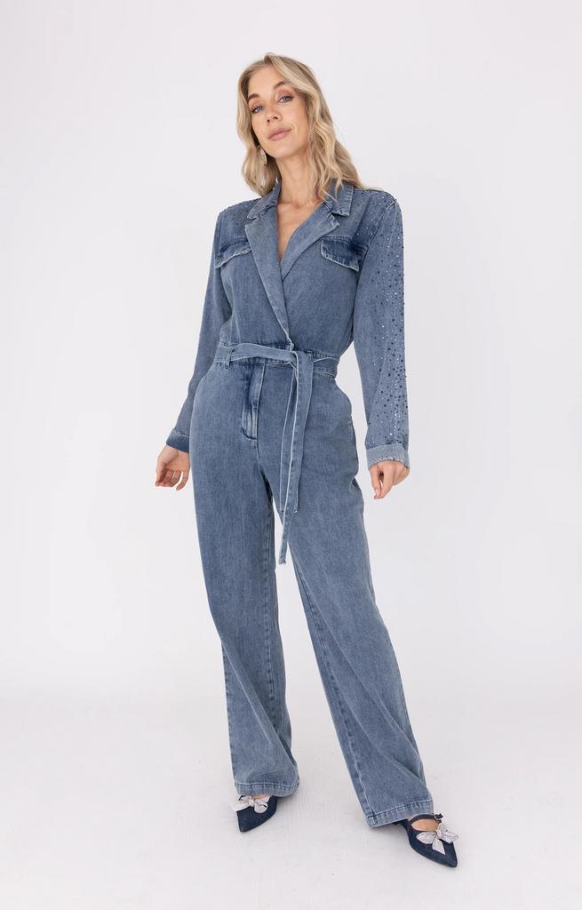 Nieuwe Freebird Spijkerjumpsuit XL - Denim met studs, Kleding | Dames, Jumpsuits, Ophalen of Verzenden, Nieuw, Maat 46/48 (XL) of groter