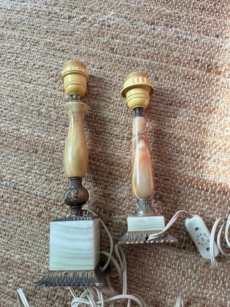 Twee antieke tafellampen, alleen de standaards, Huis en Inrichting, Lampen | Wandlampen, Ophalen of Verzenden, Zo goed als nieuw