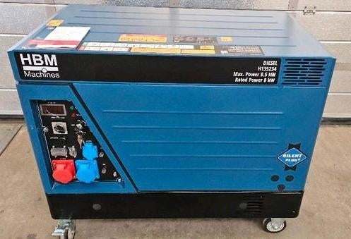 HBM 8500 Watt Diesel aggregaat - generator 733 cc 230/400V, Dieselolie, Geluidgedempt, Ophalen of Verzenden, Zo goed als nieuw