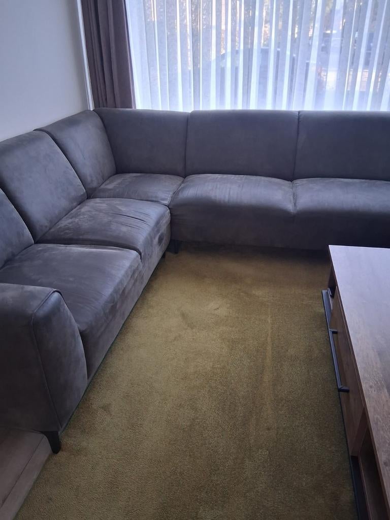 Grijze hoekbank - 275x246 cm - Makkelijk schoon te houden, 250 tot 300 cm, Gebruikt, Hoekbank, Ophalen of Verzenden