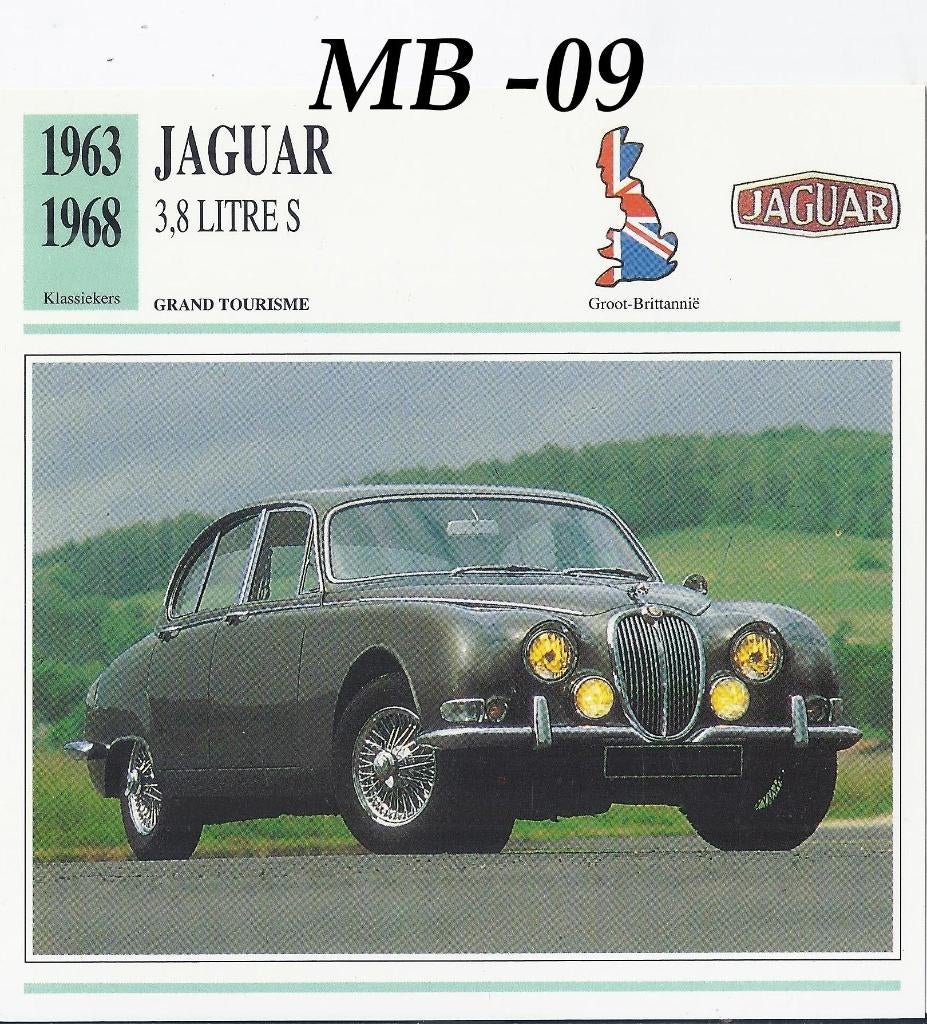 Mb09 autokaart jaguar 3 & 39;8 litre s ( 1963 - 1968), Verzenden, Zo goed als nieuw, Auto's