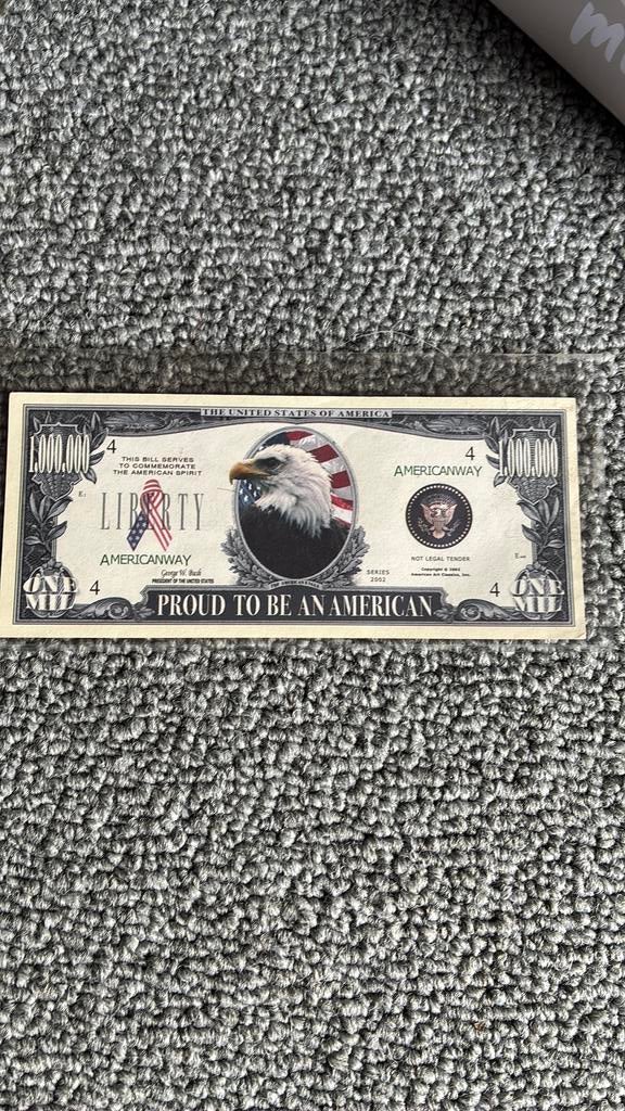 USA 1 miljoen dollar fantasie biljet, Postzegels en Munten, Bankbiljetten | Amerika, Ophalen of Verzenden, Noord-Amerika