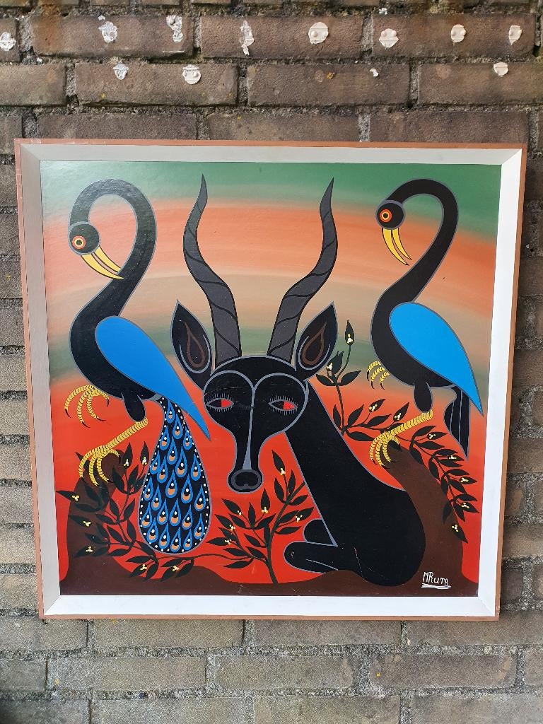 Authentiek Tingatinga schilderij MRUTA – Tanzania, Ophalen