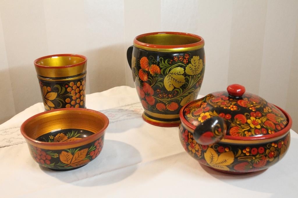 Khokhloma houten keukengerei, Antiek en Kunst, Ophalen