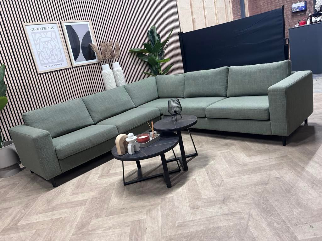 Moderne Home Center Hoekbank Elektrisch - Groen - 261 x 261, Huis en Inrichting, Banken | Bankstellen, 250 tot 300 cm, -, -, Hoekbank