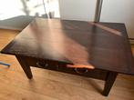 Robuuste salontafel met lades - Donkerbruin hout, Ophalen, Gebruikt, 100 tot 150 cm, 50 tot 100 cm