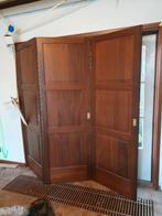 Vouwdeur  met kozijn en 3 hardhouten ramen en deur, Ophalen of Verzenden, Hout, 75 tot 150 cm, Deurkozijn