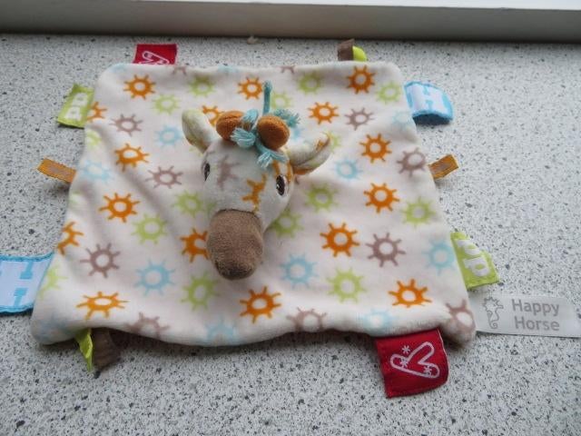 Knuffeldoek giraffe of giraf merk Happy Horse met zonnetjes, Ophalen of Verzenden, Zo goed als nieuw, Wasbaar, Meerkleurig
