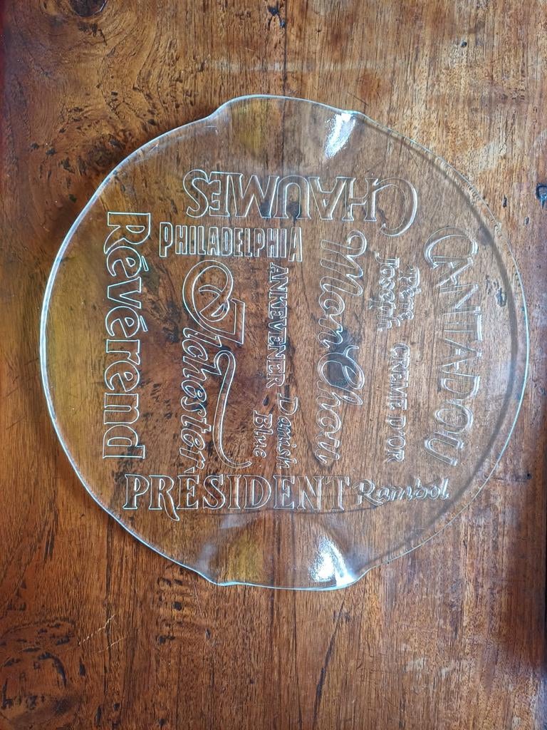 Glazen serveer kaas plateau, Ophalen, Rond