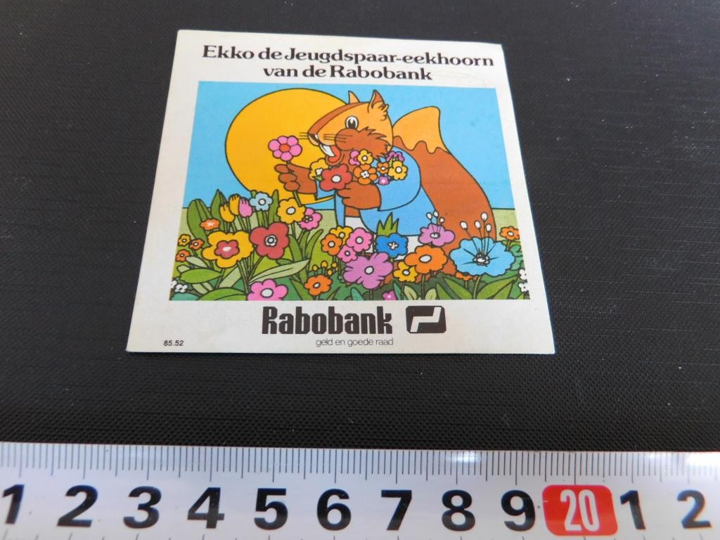 sticker RABOBANK Ekko de Jeugdspaar Eekhoorn, Verzamelen, Stickers, Zo goed als nieuw, Ophalen