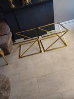 Salontafel BEVERLY glas goud, Huis en Inrichting, Tafels | Salontafels, 50 tot 100 cm, Vierkant, Minder dan 50 cm, 50 tot 100 cm