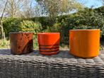 Drie retro bloempotjes, Ophalen, Gebruikt, Rond, Binnen