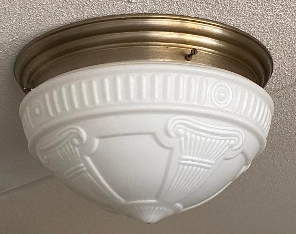 Vintage Plafonaire met opaalglas, Huis en Inrichting, Ophalen, Gebruikt, Glas