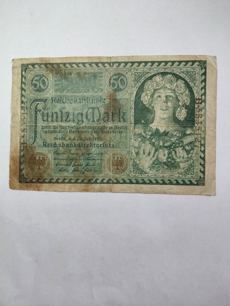 Duitse 50 mark 1920, Postzegels en Munten, Bankbiljetten | Europa | Niet-Eurobiljetten, Ophalen of Verzenden, Duitsland