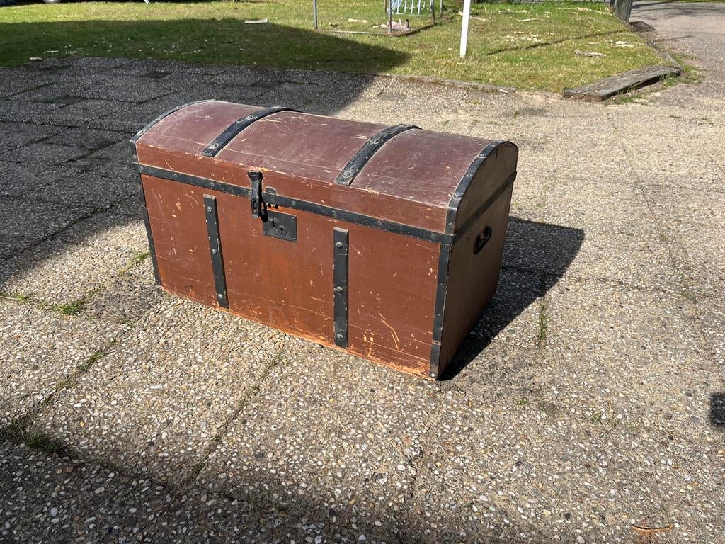 Antieke dekenkist speelgoedkist opbergkist piraten kist, Ophalen, Gebruikt, Minder dan 50 cm, 75 tot 100 cm