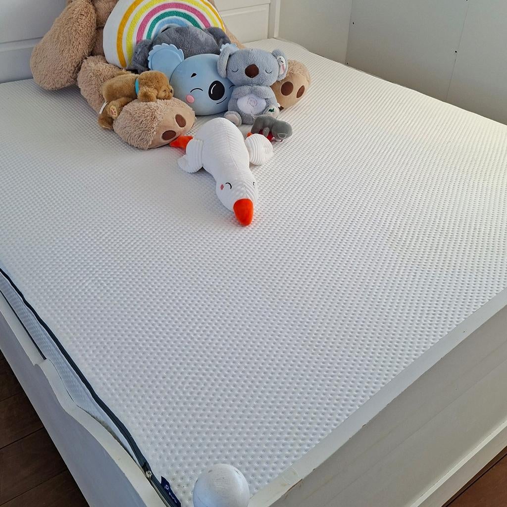 Bed met emma matras en topper 180x200, Ophalen, Wit, Tweepersoons, 180 cm