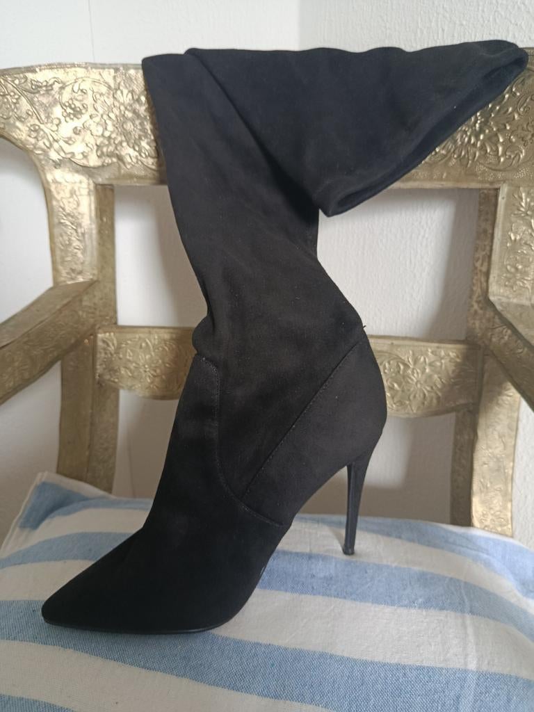 Steve Madden zwarte suede overknee stretch laarzen maat 38, Hoge laarzen, Zwart, Steve Madden, Nieuw