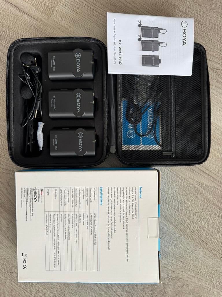 Boya BY-WM4 pro K2 draadloze microfoons, Ophalen, Zo goed als nieuw, Zangmicrofoon