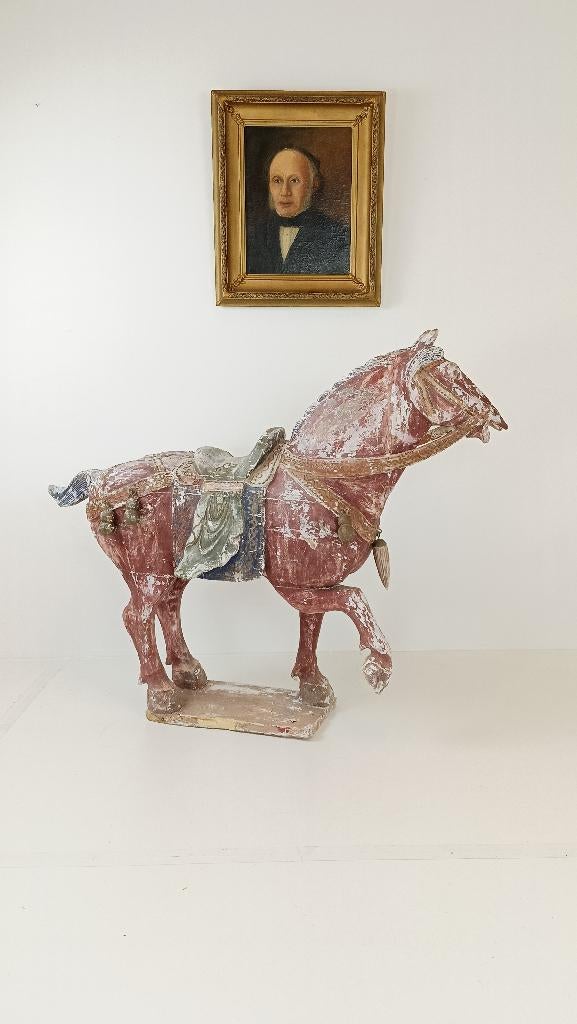 prachtig antiek houten Tang Dynasty Horse beeld, Antiek en Kunst, Antiek | Woonaccessoires, Ophalen of Verzenden