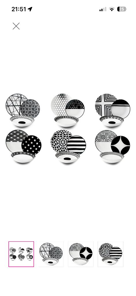 Excelsa Servies Emily zwart wit, Ophalen, Gebruikt, Bord(en), Overige stijlen