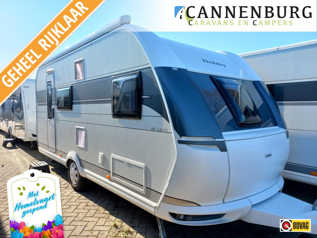 Hobby De Luxe 490 KMF met cassetteluifel, Caravans en Kamperen, Caravans, Hobby, Bedrijf, Schokbreker, Overige