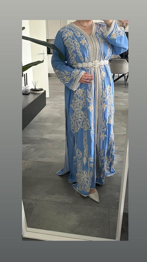 Takchita, Kleding | Dames, Gelegenheidskleding, Zo goed als nieuw, Overige typen, Maat 38/40 (M), Blauw, Ophalen of Verzenden