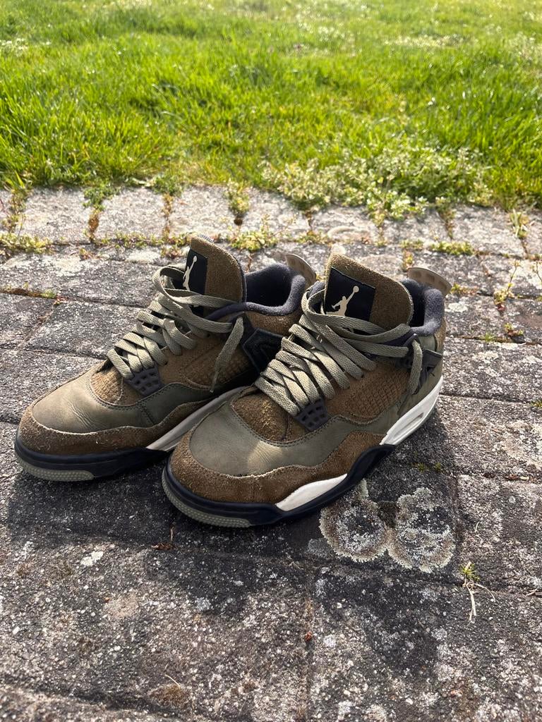 Air Jordan 4 olive green, Kleding | Heren, Schoenen, Ophalen, Overige kleuren, Sneakers of Gympen, Gedragen