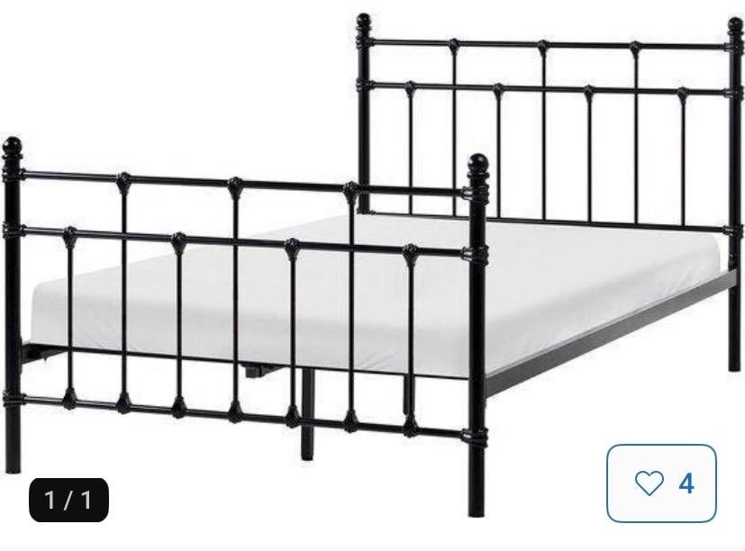 IKEA bedframe van zwart staal 160x200, Ophalen, Zwart, Tweepersoons, Zo goed als nieuw