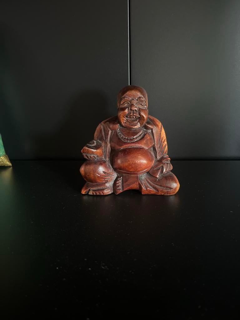Houten Boeddha beeldje - Geluk en voorspoed, Ophalen of Verzenden, Zo goed als nieuw