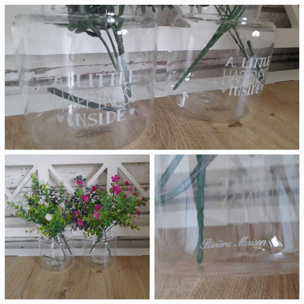 2 riviera maison vazen, Verzenden, Overige kleuren, Glas, Minder dan 50 cm