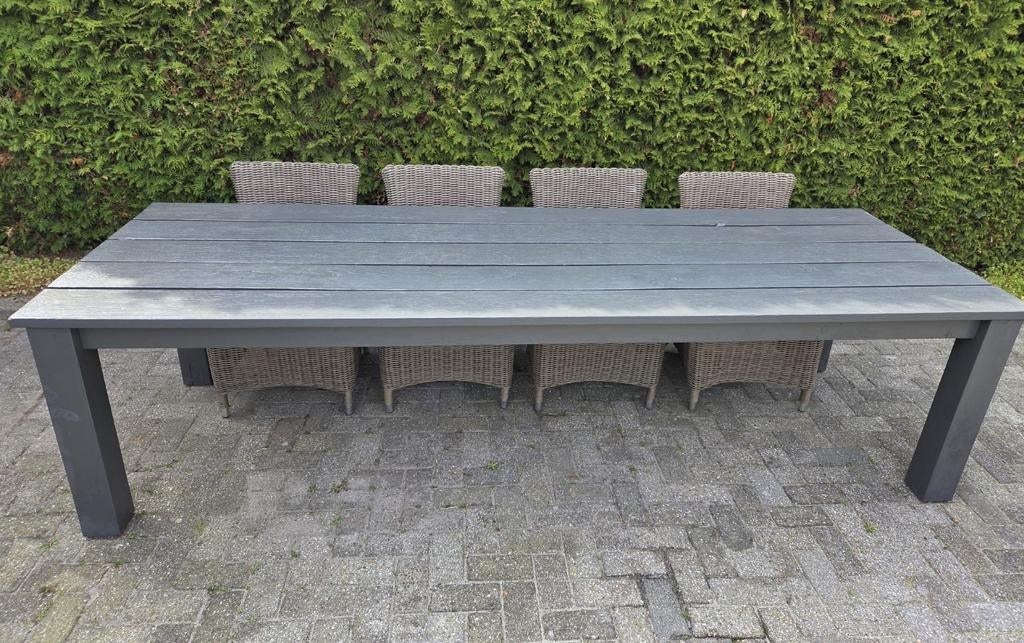 Tuinset met 8 stoelen en hardhout tuintafel, Ophalen, Gebruikt