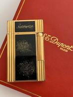 Vergulde S.T. Dupont aansteker met zwarte lak, Verzamelen, Ophalen of Verzenden, Gebruikt, Aansteker