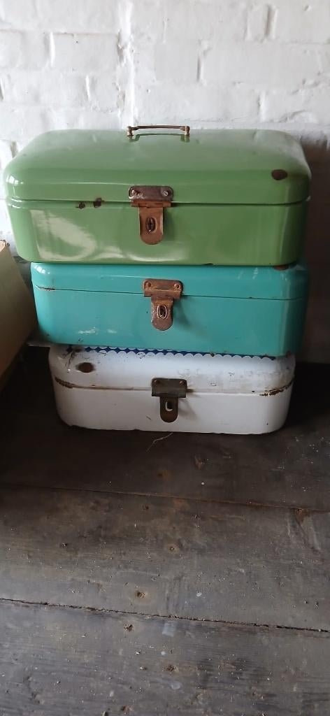 Geëmailleerde antieke broodtrommels, Ophalen of Verzenden