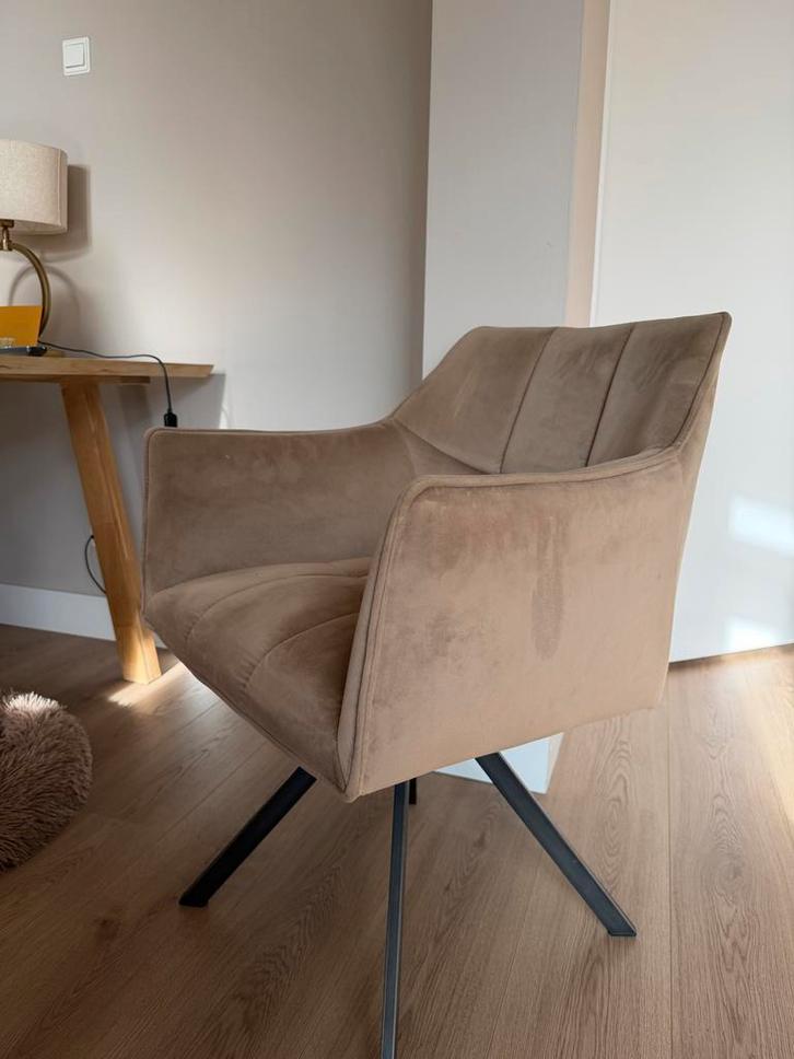 Comfortabele draaibare fauteuil - Beige stof - 5 stuks!, Huis en Inrichting, Stoelen, Gebruikt, Eén, Stof, Overige kleuren, Ophalen