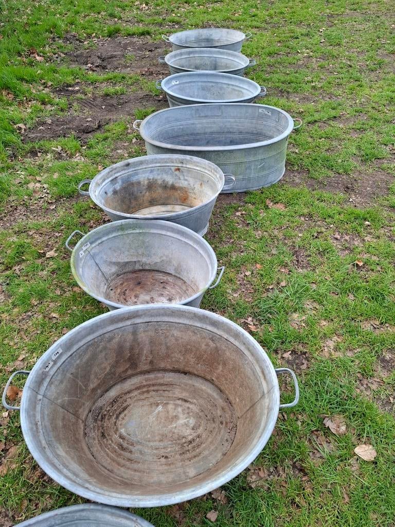 Oude zinken teil teilen tuindecoratie emmers tonnen, Minder dan 30 cm, T, Rond, Nieuw