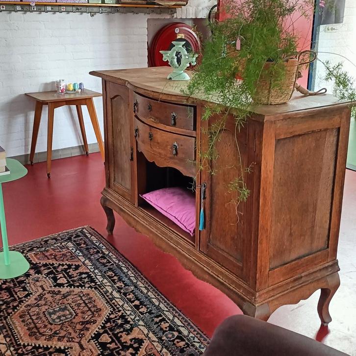 Antieke eikenhouten commode/dressoir, Queen Anne-stijl, Antiek en Kunst, Antiek | Meubels | Kasten, Ophalen of Verzenden